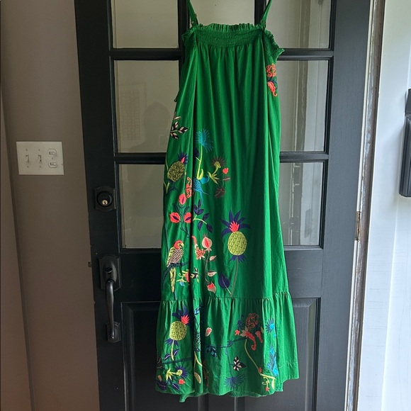 NWT Anthropologie ruffled floral embroidered Caribbean maxi dress, size M - Picture 1 of 11